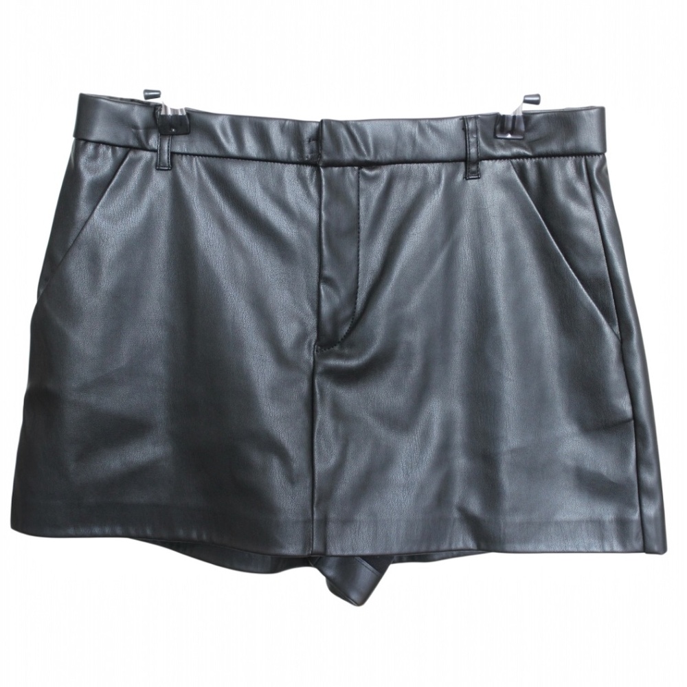 Zara Black Faux Leather Skort Size L